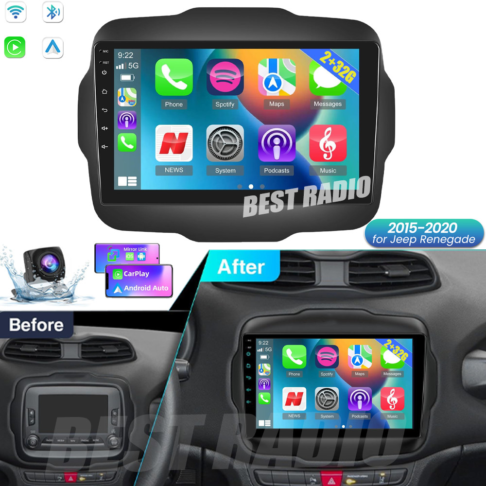 For 2015-2020 Jeep Renegade CarPlay Android 13 Car Radio Stereo FM RDS