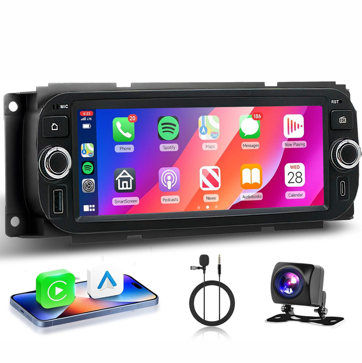 6.8″Android15 Carplay 64GB Car Stereo Radio GPS Navi For 2003-2006 Jeep Wrangler