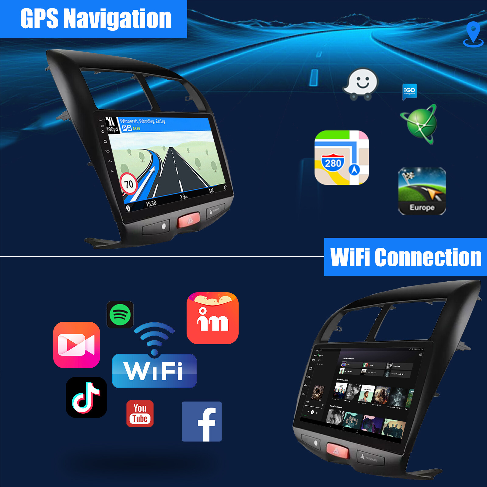 Car Stereo Radio GPS Navi WiFi Android 15 Carplay For Mitsubishi ASX 2010-2017