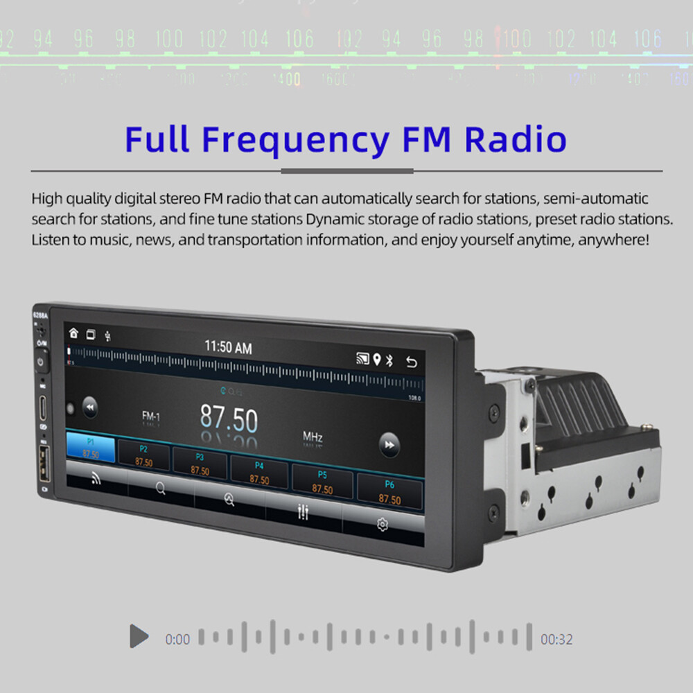 For Wireless Apple Carplay Android Auto 1 Din 6.9″ Car Radio Stereo GPS WIFI FM