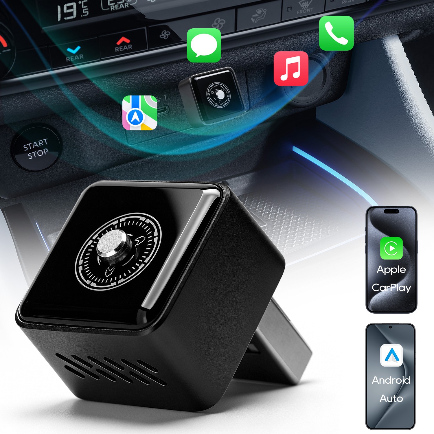 USB Wireless CarPlay & Android Auto Adapter – Fast & Stable,Dual-Band WiFi,BT5.2