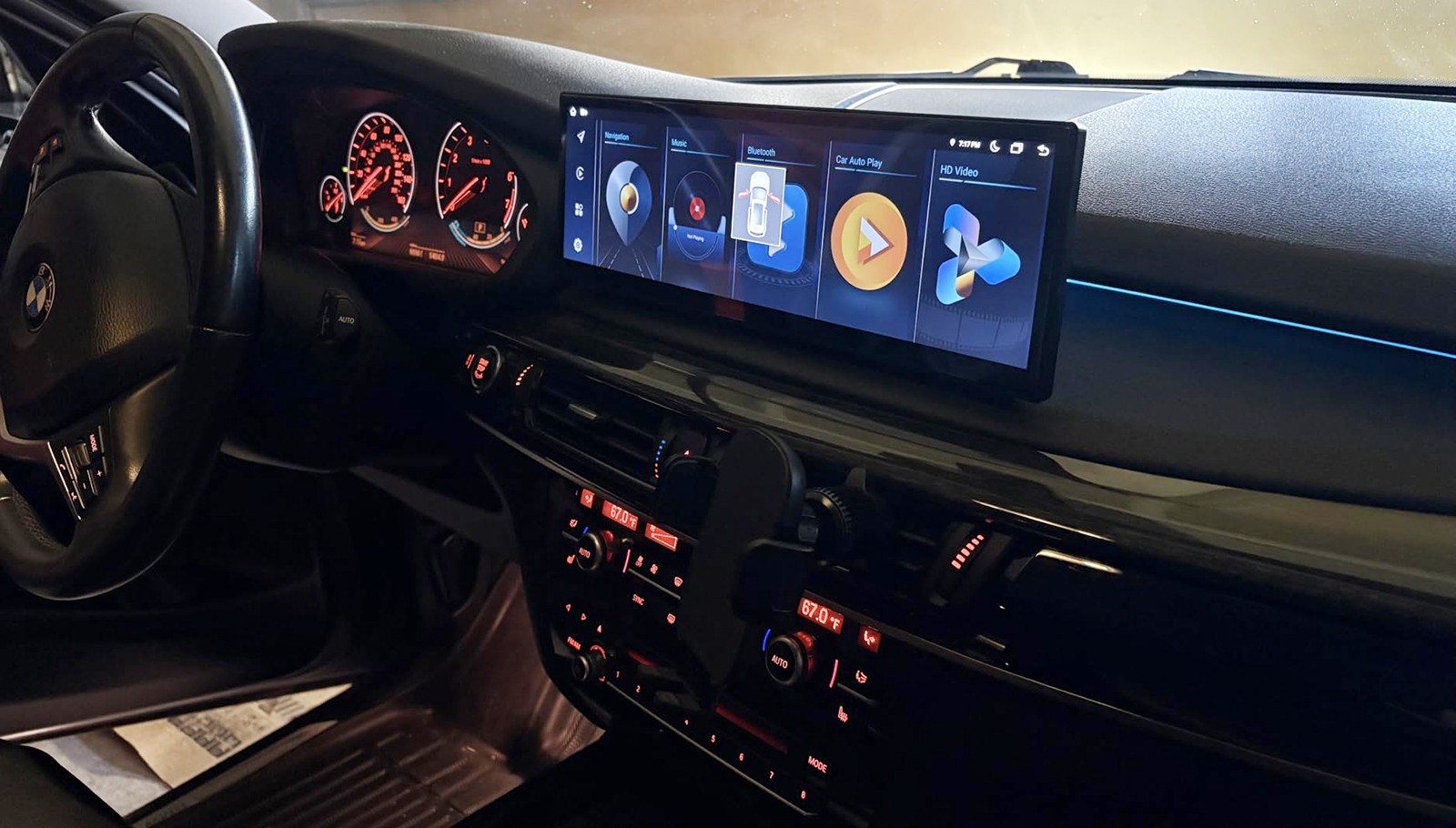 15.8″ Android 15.0 Radio Stereo GPS For BMW X5 X6 Apple Carplay With NBT System