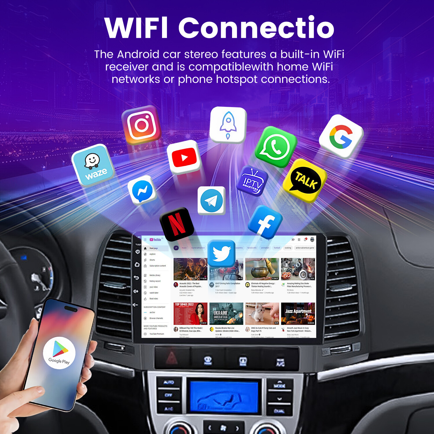 *6G+128GB* Car Stereo Radio For Hyundai Santa Fe 2 2006-2012 Android 14 GPS DSP