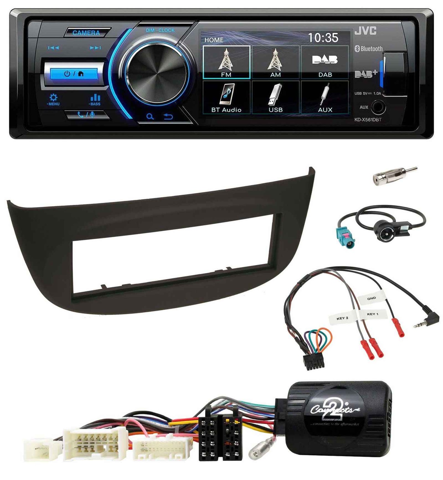 JVC Bluetooth Steering Wheel USB DAB Car Stereo for Renault Wind 2010-2013 N Black