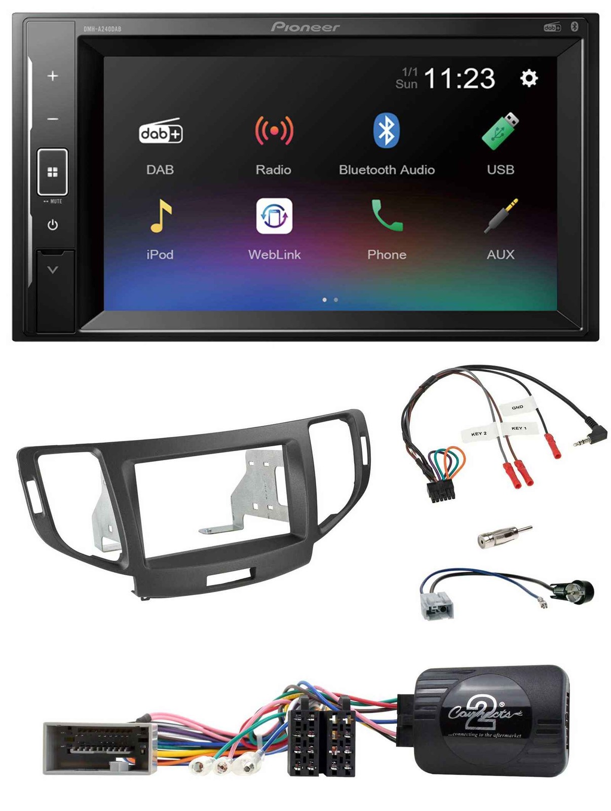 Pioneer DAB Steering Wheel 2DIN Bluetooth USB Car Stereo for Honda Accord 2008-2015 Anth