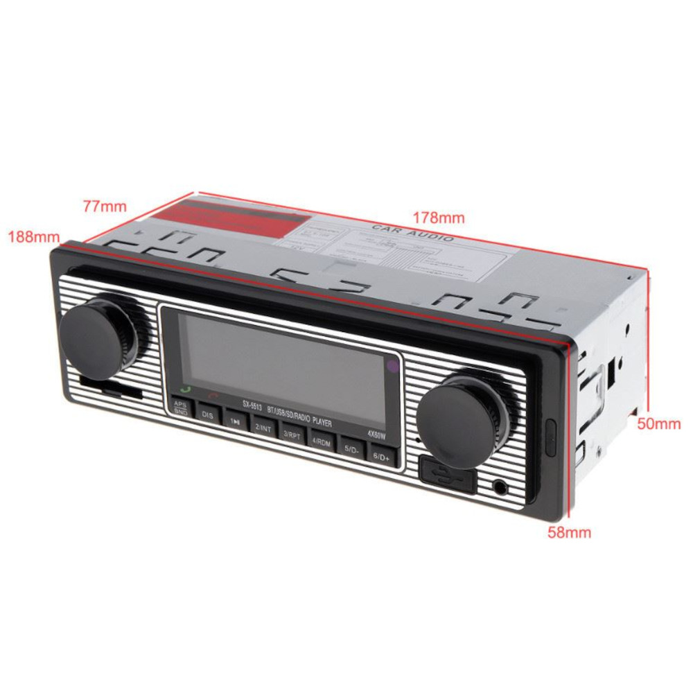 Retro Car Bluetooth Compatible Radio MP3 Player Stereo USB/AUX/SD/ISO/FM Classic