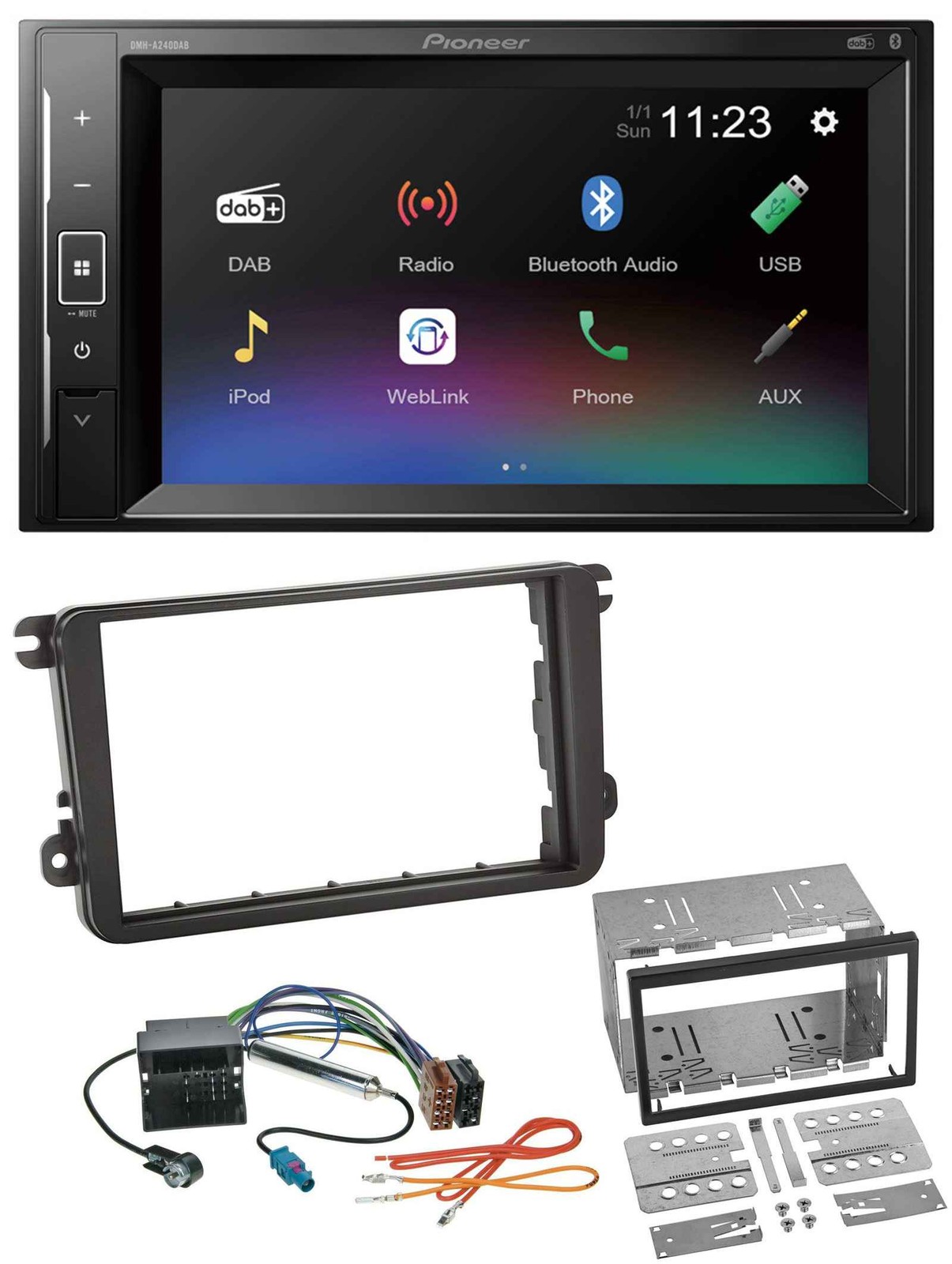Pioneer DAB MP3 2DIN Bluetooth USB car stereo for VW Sharan from 10 Tiguan from 07 to