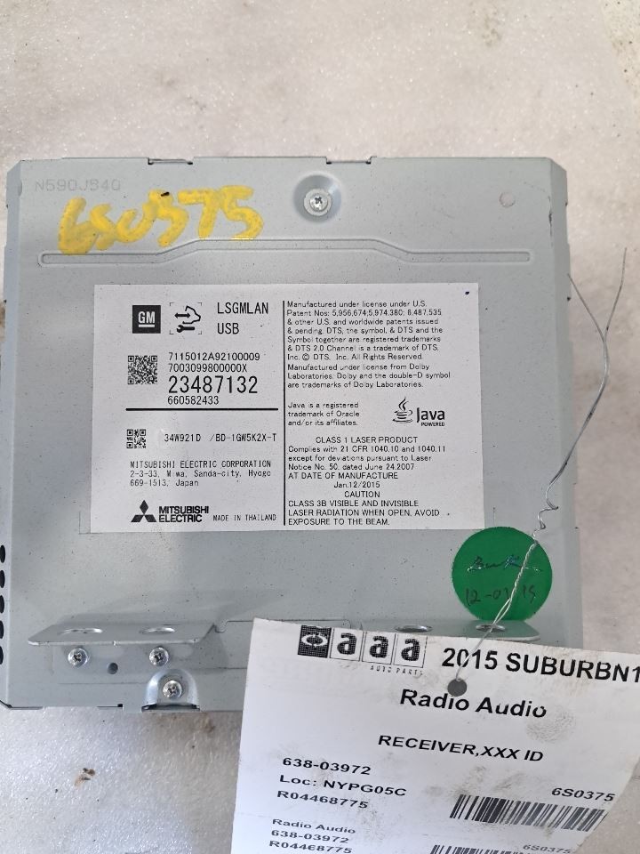 2015 Suburban 1500 Stereo Radio Genuine Oem Part,Receiver,23487132 Sku#4468775