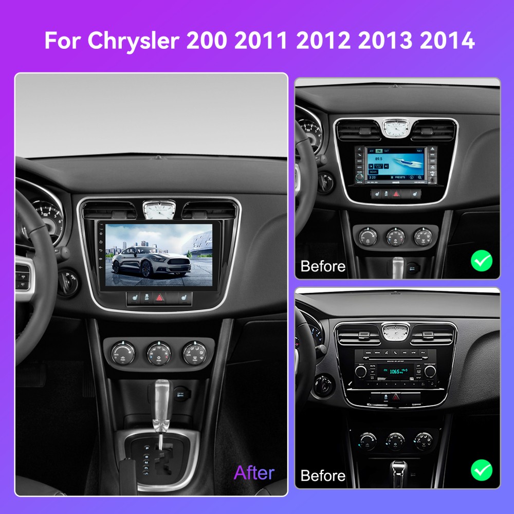 Car Radio Stereo For 2011-2014 Chrysler 200 Apple Carplay Android 15 GPS Navi BT