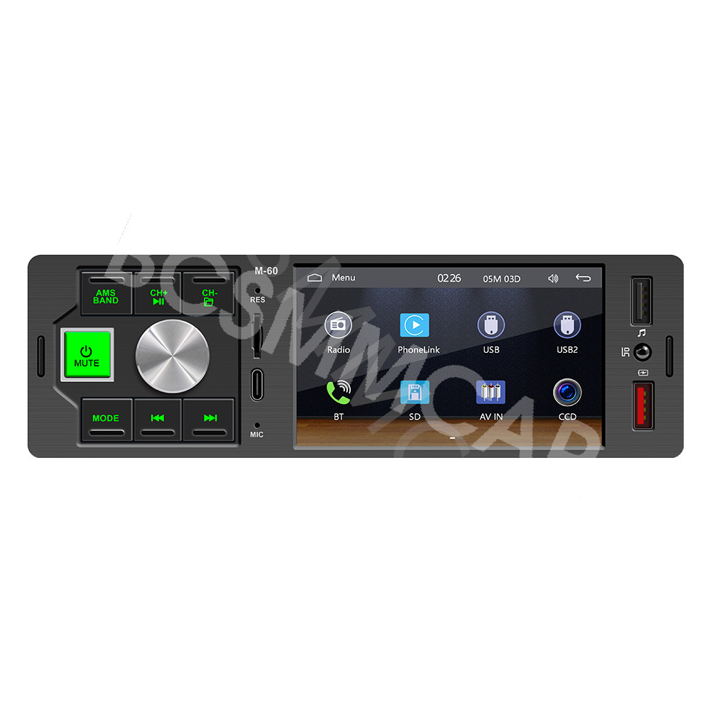 Single Din Car Stereo Radio 4.1in Touch Screen For CarPlay Android Auto BT AUX