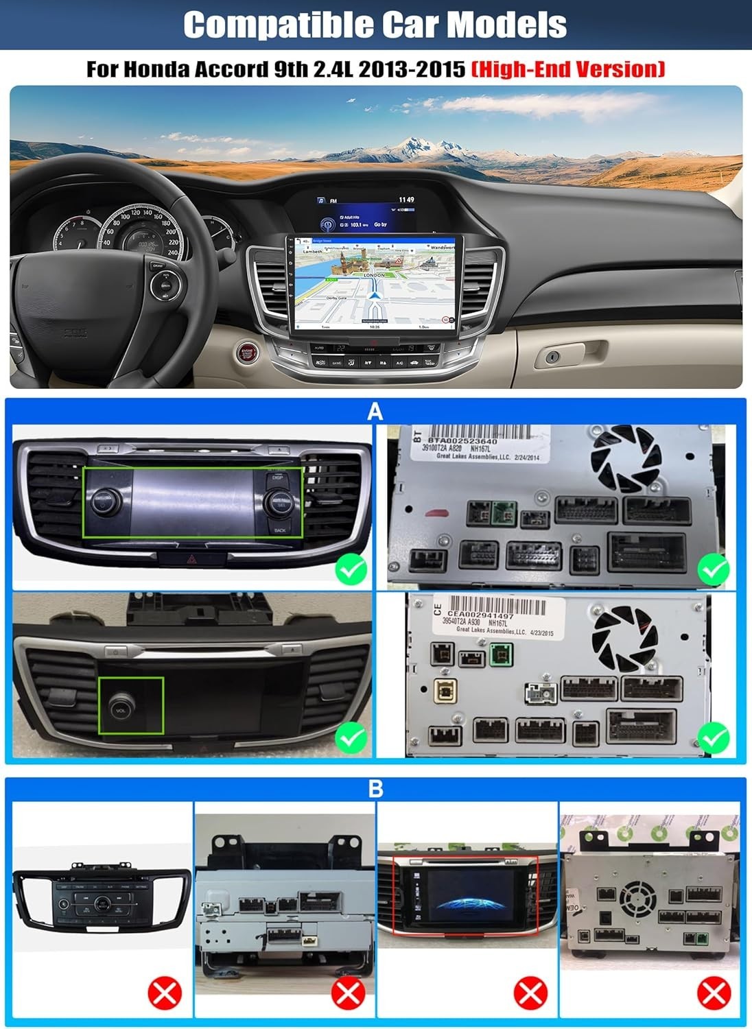 Camecho Dashboard Mount Stereo CarPlay Radio 10″ Touchscreen Bluetooth 4GB+64GB