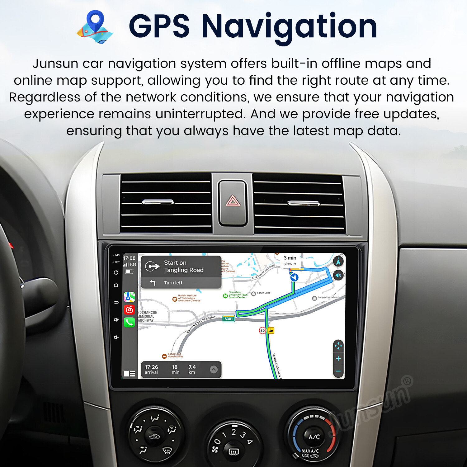 6+128GB Android15 Carplay Car Stereo Radio For Toyota Corolla 2006-2013 GPS Navi