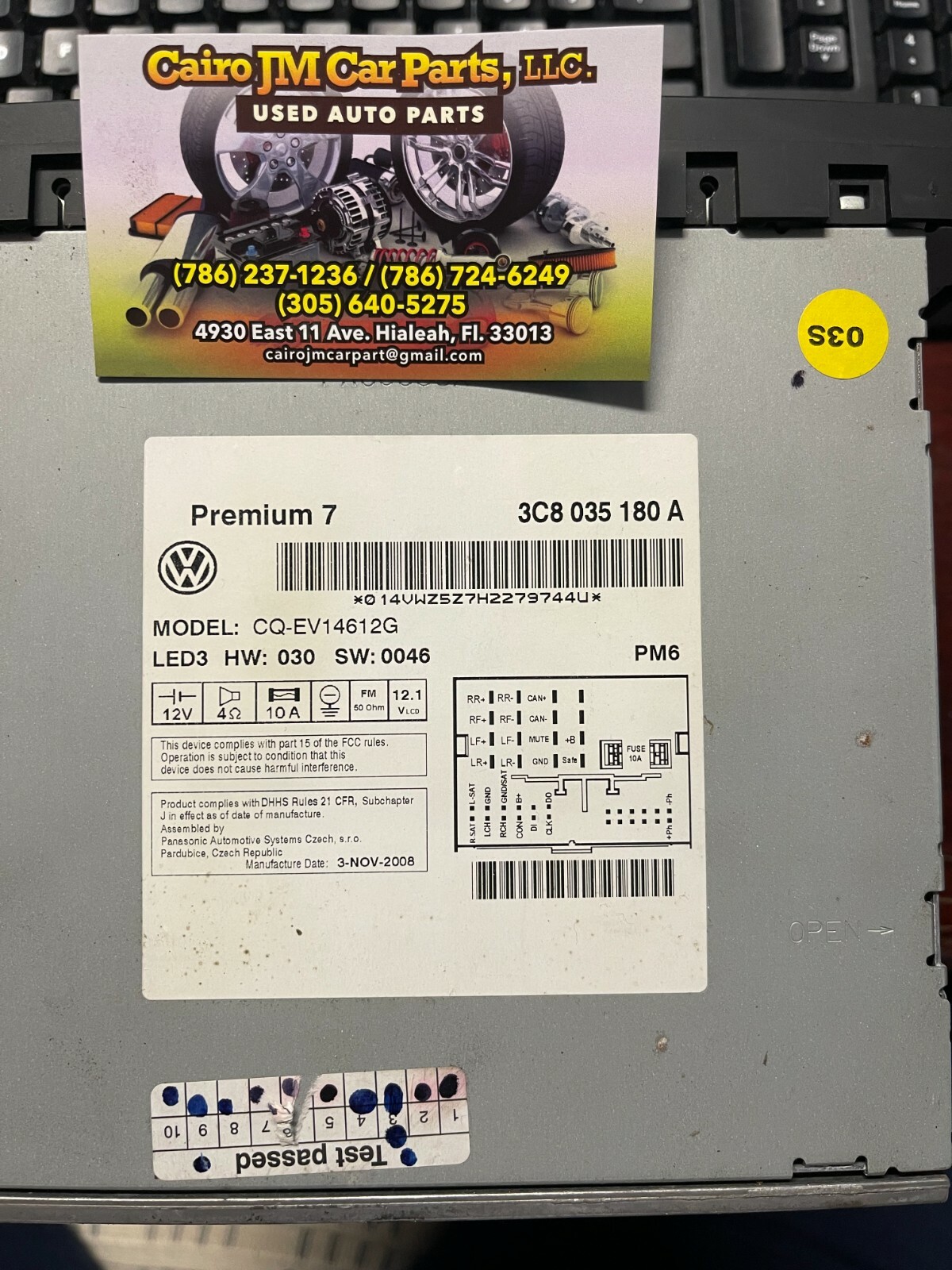 2009-2017 VW PASSAT CC 3.6L – Premium 7 Stereo / Radio / CD UNIT 3C8035180A