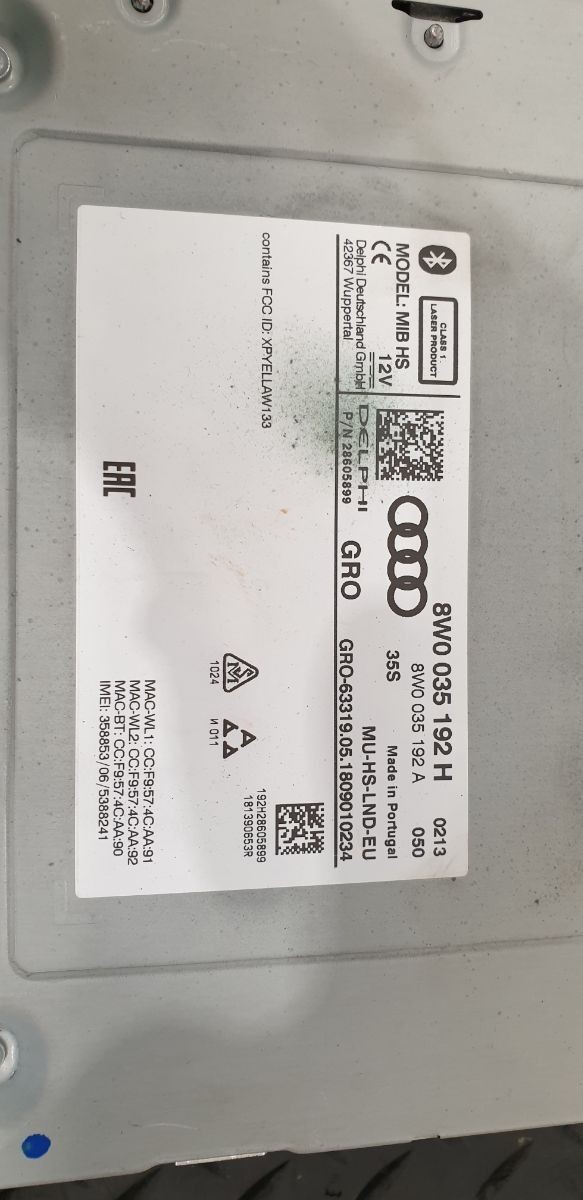 Audi A5 MK2 (B9) 2018 Stereo Radio CD Player Head Unit No Code Available