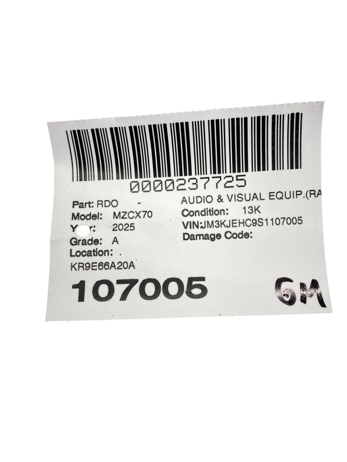 2025 MAZDA CX-70 OEM Audio Radio Amplifier Module KR9E66A20A