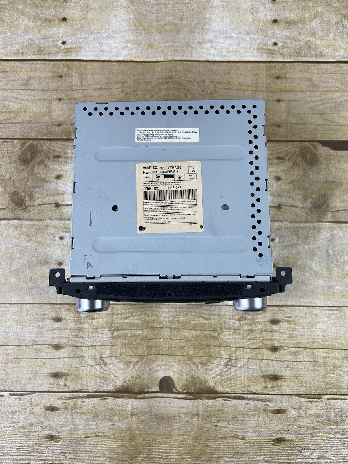 2004 Acura TL AM/FM,6CD/DVD, 39100-SEP-A000 – UNKNOWN if Code – AS IS