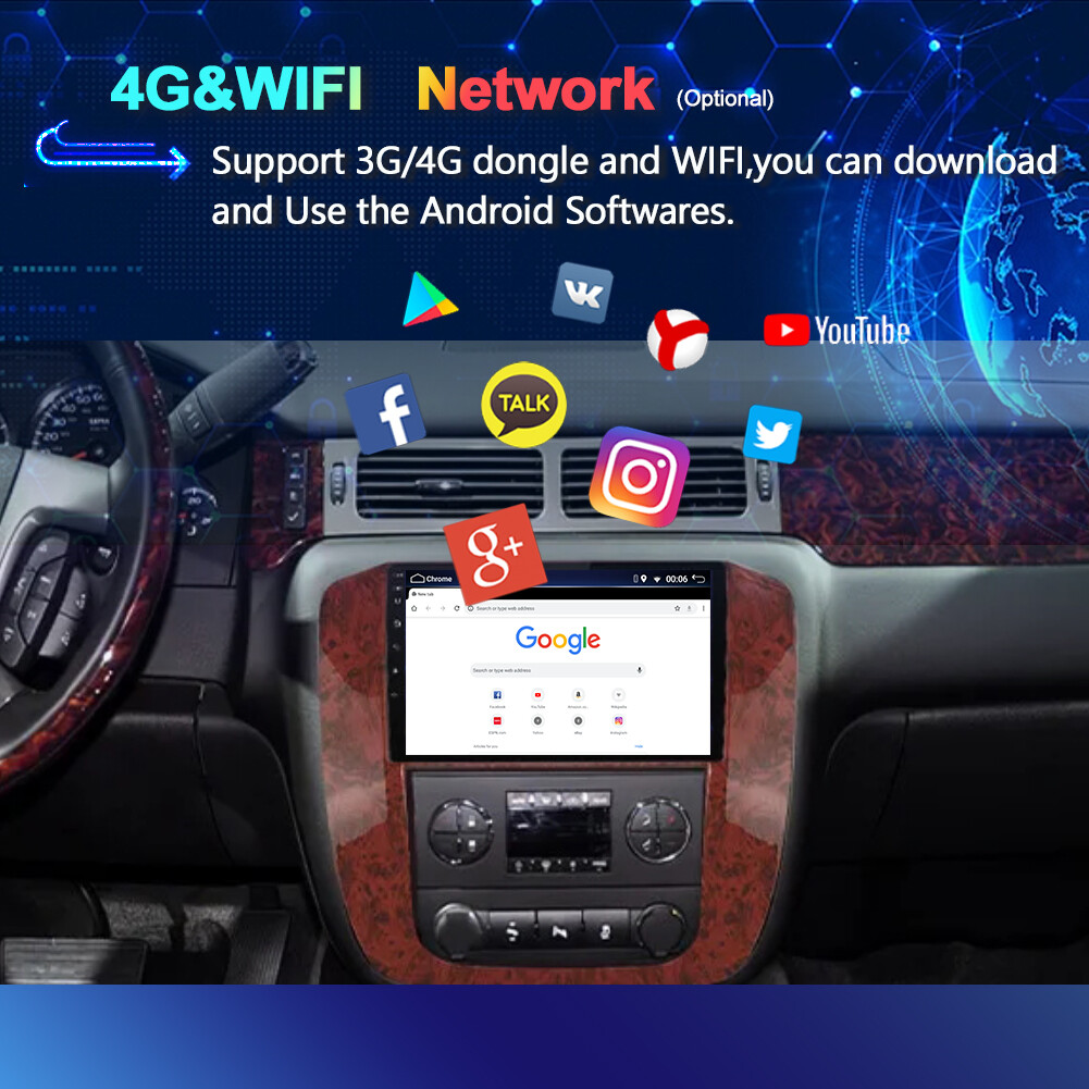 4+64G Android 14 Stereo Carplay GPS SAT Navi Head Unit For Chevy Tahoe 2007-2014