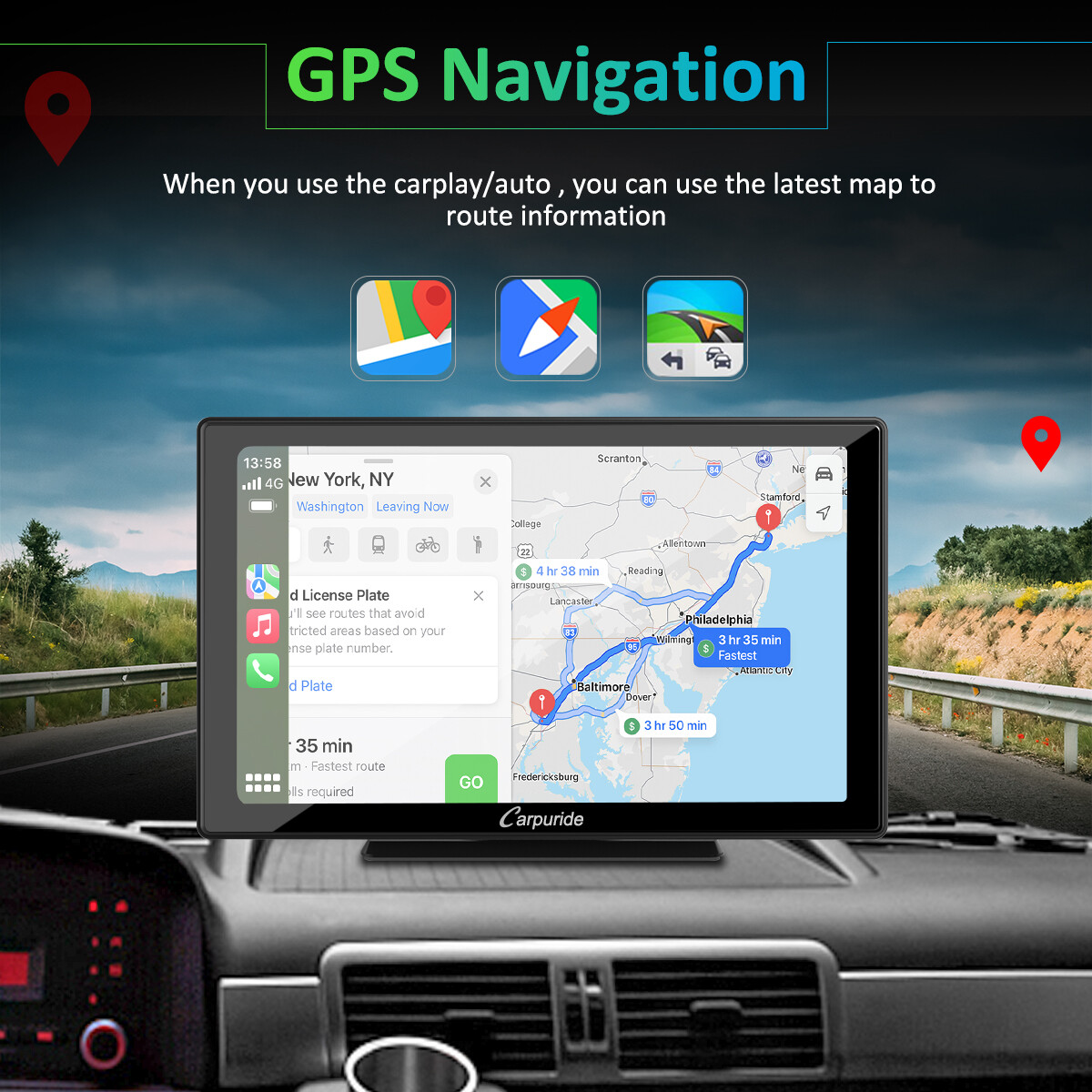 Carpuride 9 Inch Wireless Carplay & Android Auto Car Play Mirror Link Bluetooth