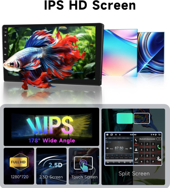 10.1″ Double 2 Din Car Radio Android 13 GPS WIFI BT Carplay Touch Screen Stereo