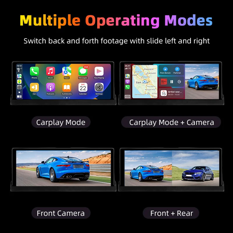 10.26 inch UHD Car DVR 4K Dashcam WirelessCarPlay/Android Auto 5G WiFi Dashboard