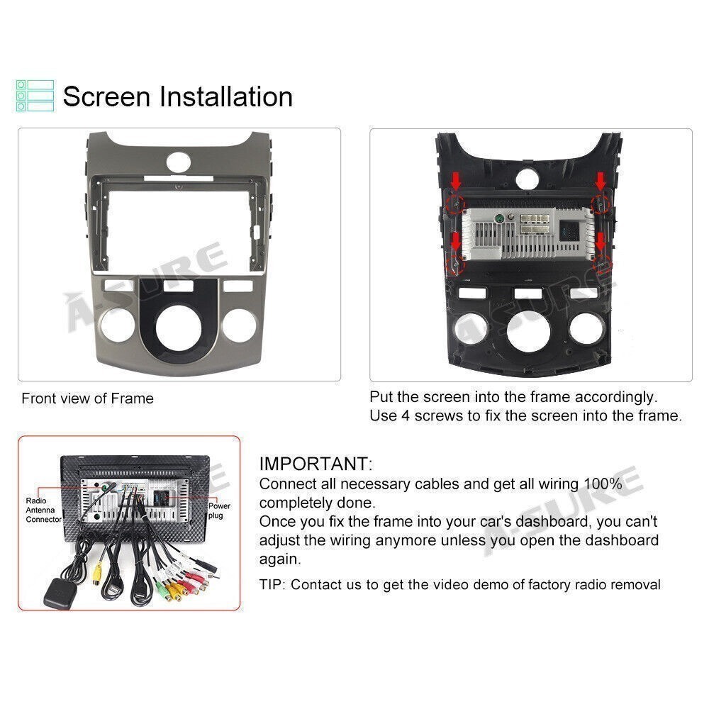 4+64G 9in For 2010-2013 Kia Forte Car Radio Stereo Carplay IPS Touch Screen SWC