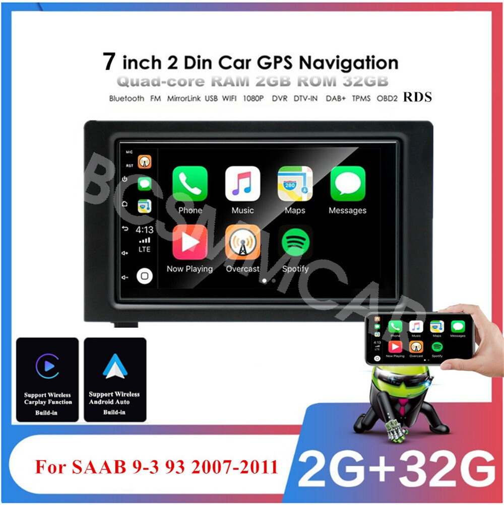 Double 2Din Car GPS Navigation Stereo DAB+ FM/RDS Fit For SaaB 9-3 2007-2011