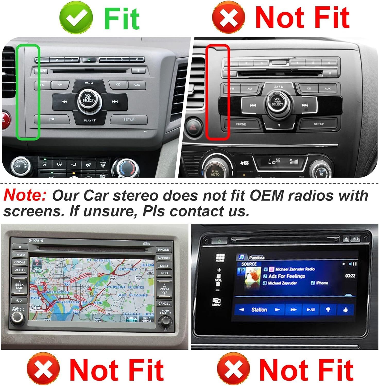 Car Radio Stereo Carplay For Honda Civic 4+64G 9in Bluetooth EQ FM