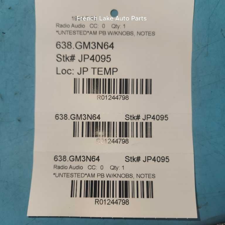 UNTESTED A/M Radio Model 982252 Fits 1964 OLDSMOBILE F-85 1244798