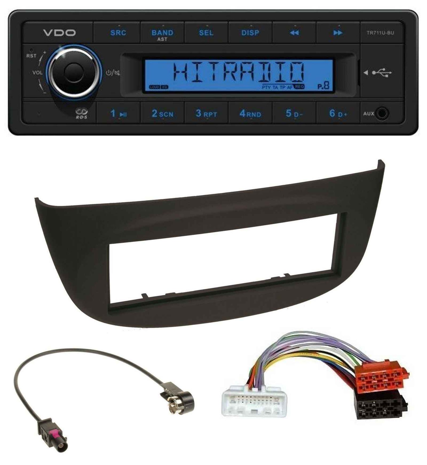 VDO AUX 1DIN MP3 USB Car Stereo for Renault Twingo 2015 onwards Black