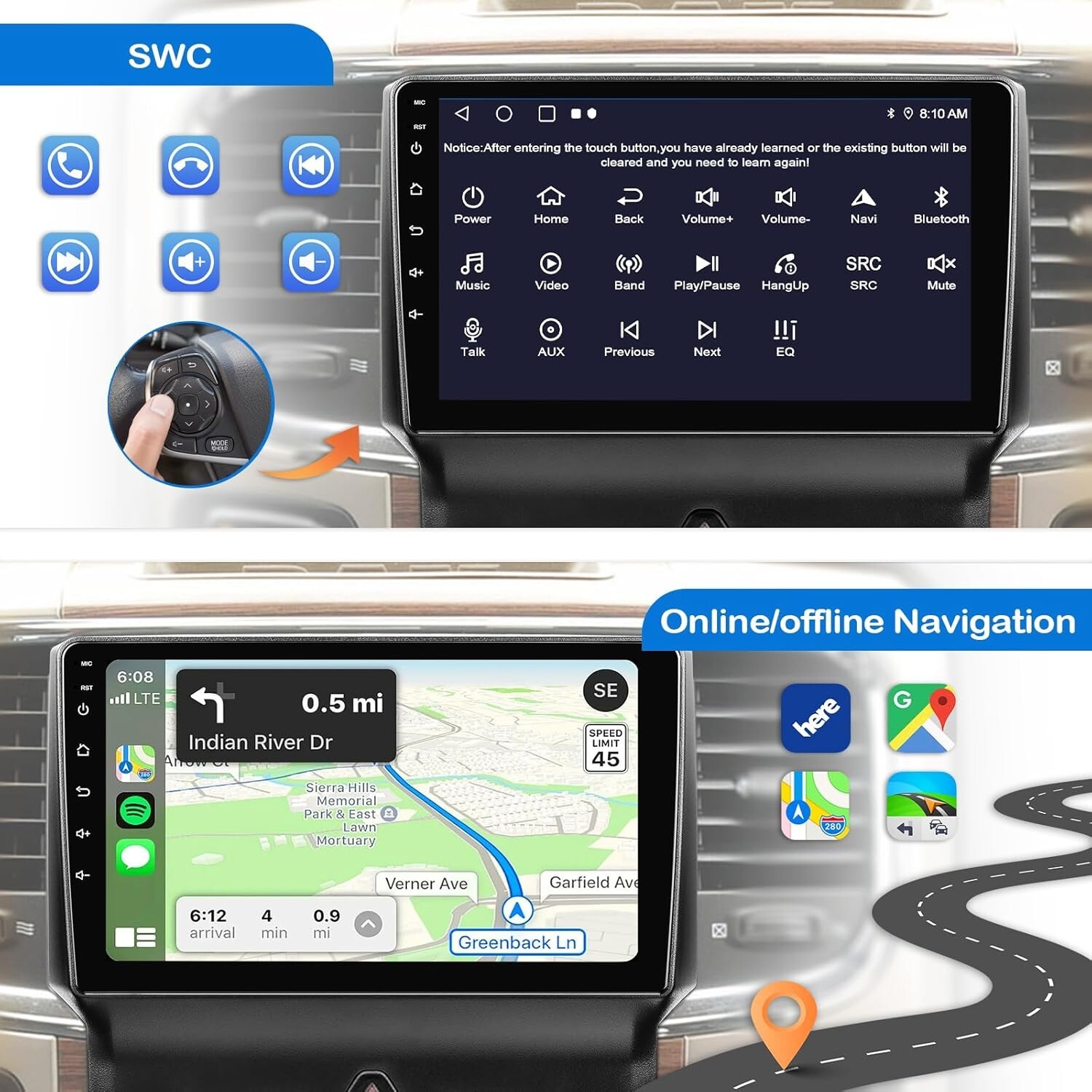 Car Radio Apple Carplay For 2013-2018 Dodge Ram 1500 2500 3500 Stereo 2016 2017