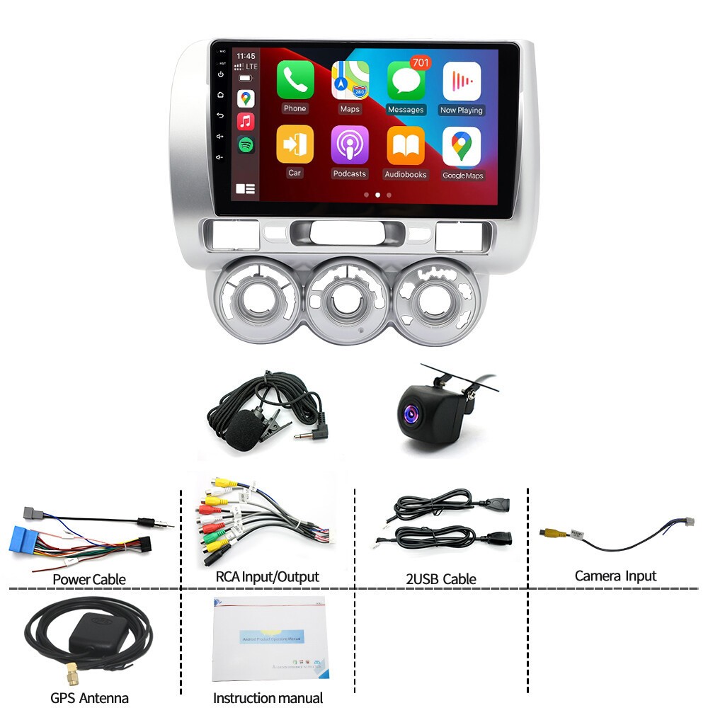 4+64G Android 14 For 2004-2010 Honda Fit Jazz Car Stereo Radio Carplay WIFI GPS