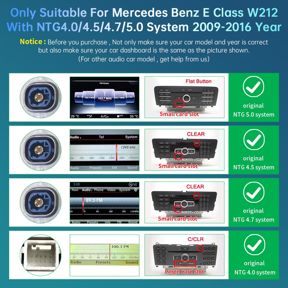 Ultra-thin 12.3”Wireless Carplay Touchscreen For Benz E Class W212 2009-2016