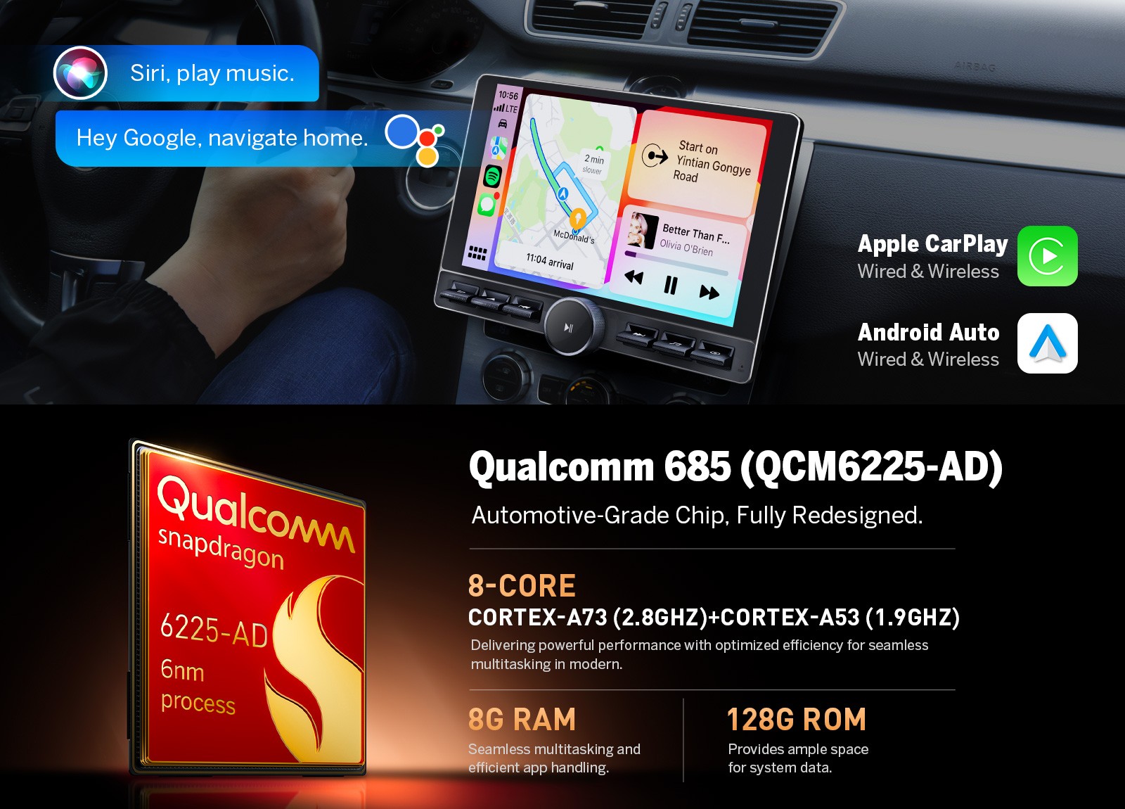 Eonon UX6K PRO MAX Android 13 8+128 10.1″Car Radio Stereo GPS CarPlay DSP 4G LTE