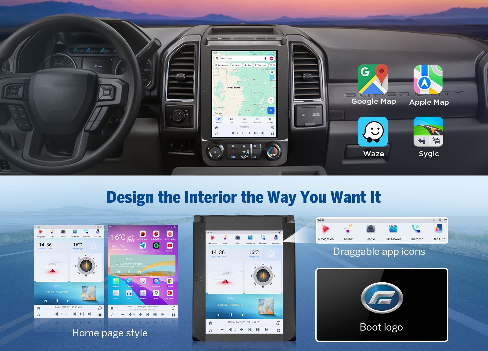 8-Core Android Auto 12.1″ IPS Car Radio Stereo CarPlay GPS For Ford F-150 15-20