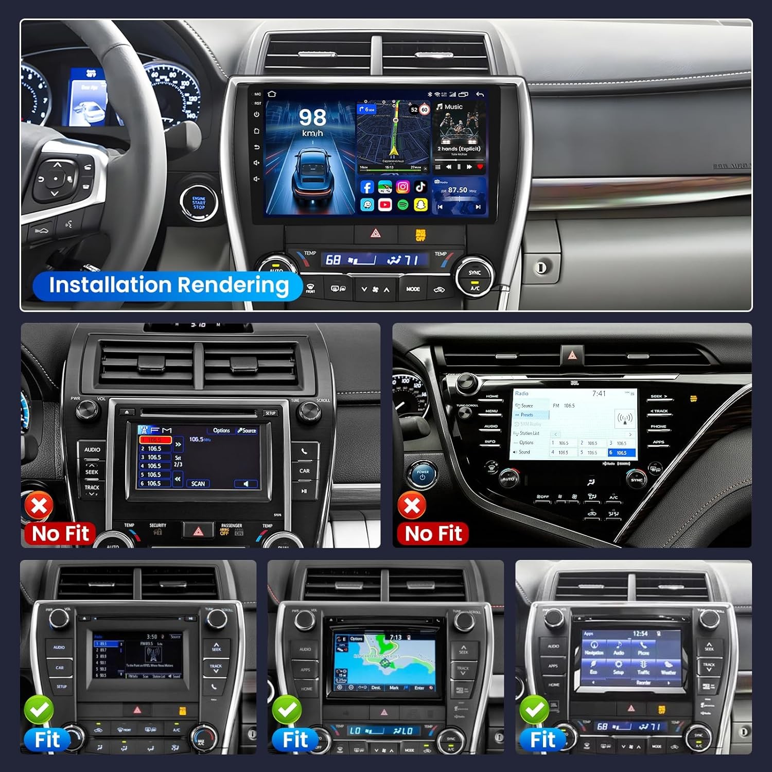 128GB Android 13.0 For Toyota Camry 2015-2017 Car Stereo Carplay Radio GPS Navi