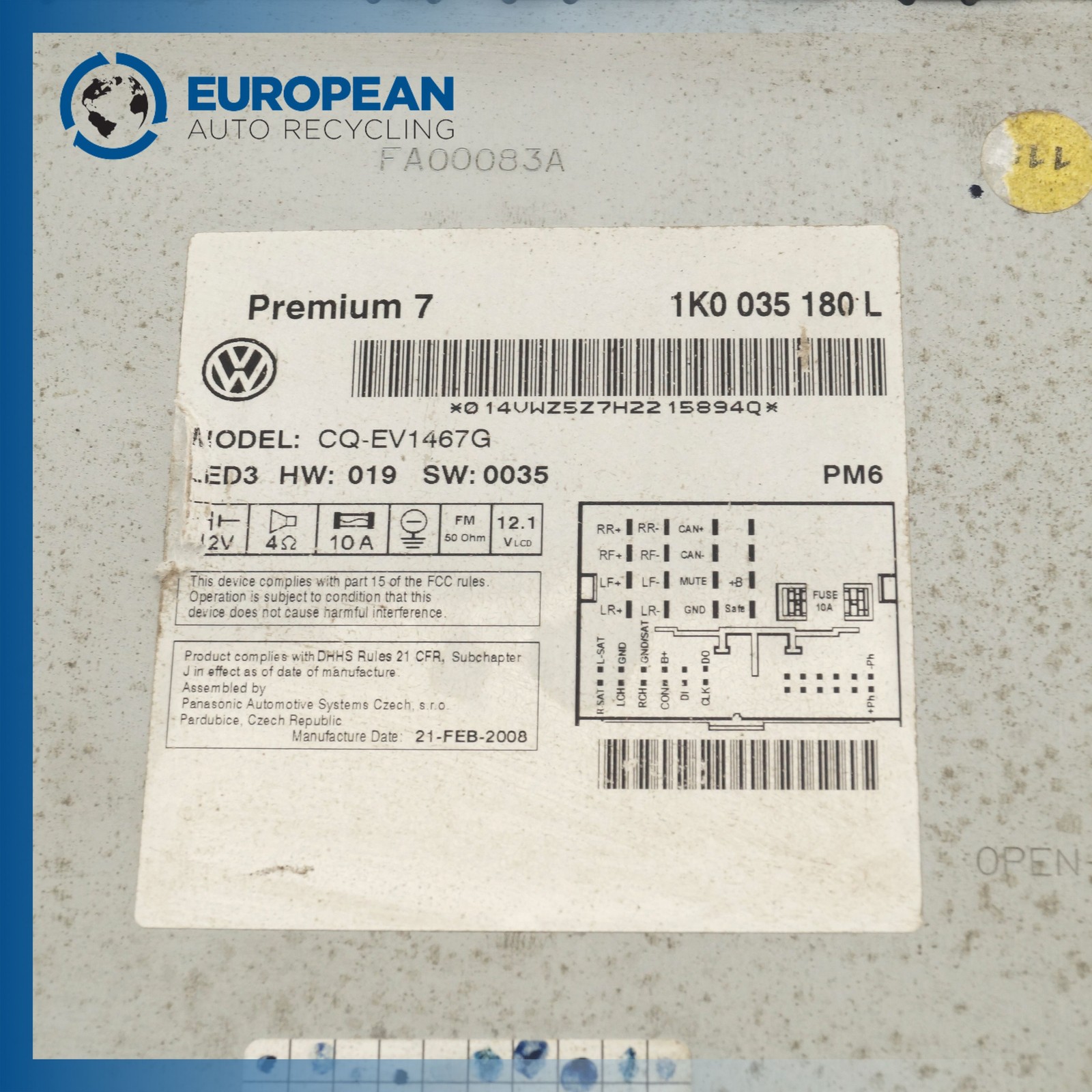 2009-2017 VOLKSWAGEN TIGUAN Radio Receiver CD-MP3 Player – OEM 1K0035180L