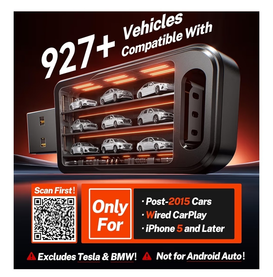 Apple Wireless Carplay Adapter UK,3X Fast Stable Connection,Plug&Play No Lag,