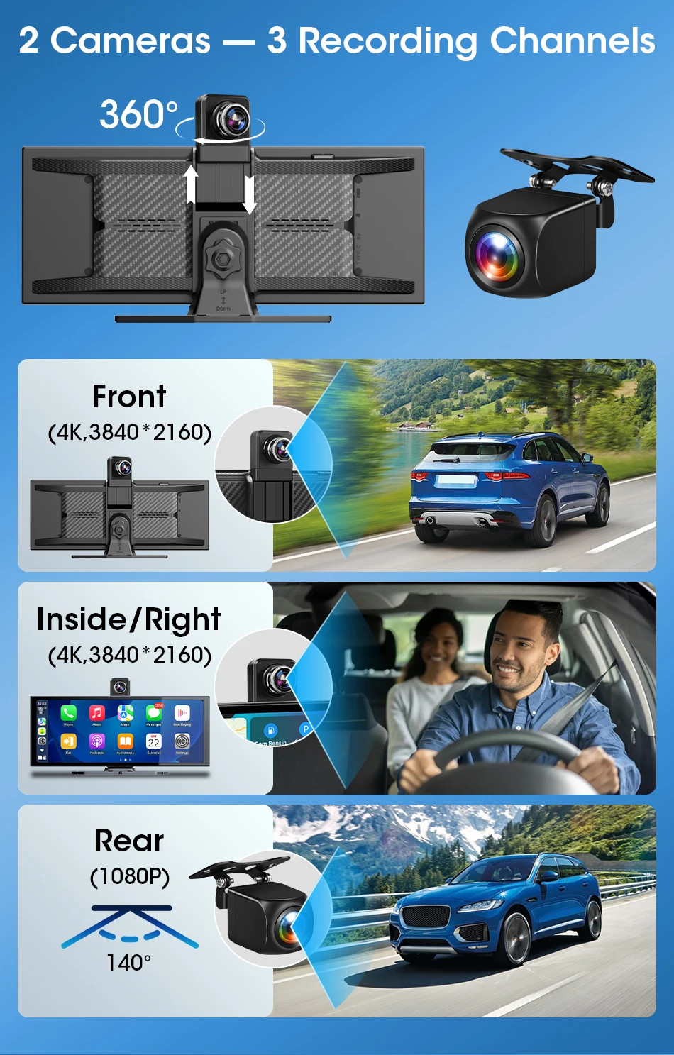 11.3 Inch 4K DVR Carplay for BMW Ford Volkswagen Fiat Peugeot Renault Seat Opel