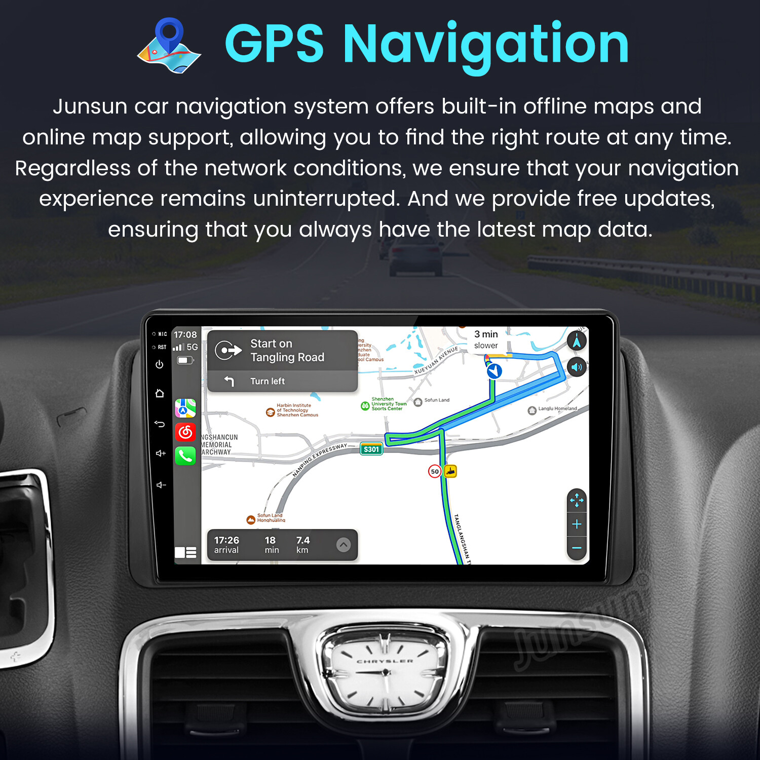 4+64G 9″Android15 For Chrysler Town & Country 11-16 Carplay Car Stereo Radio GPS