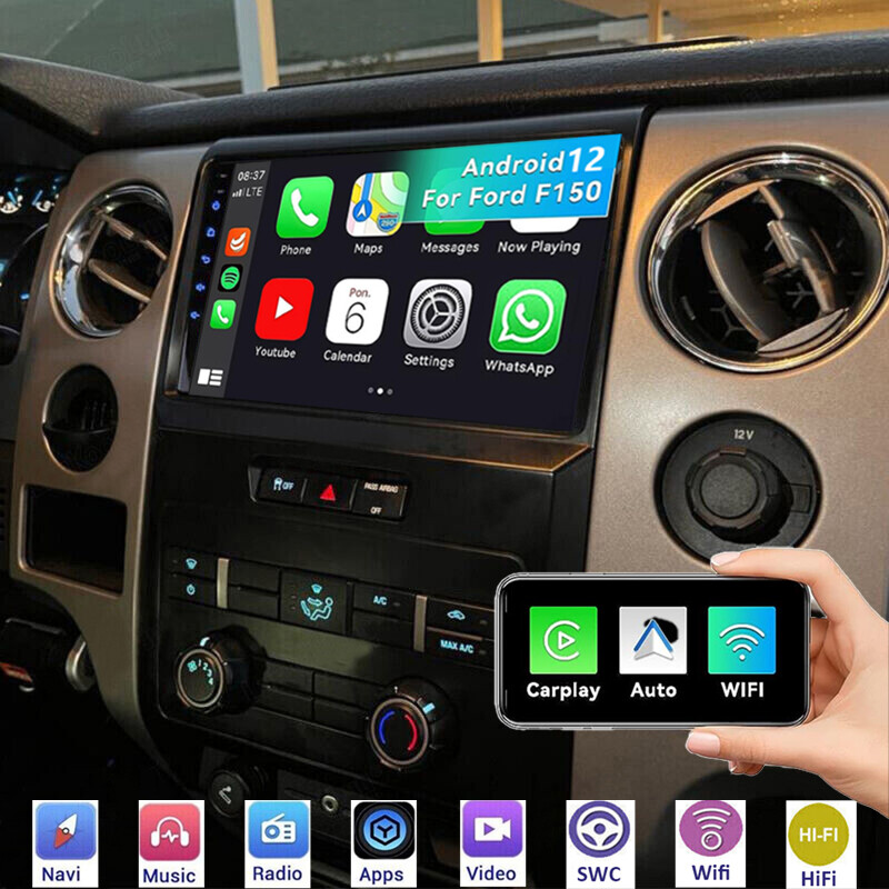 Android12 CarPlay Car Stereo GPS Radio Rear Camera For Ford F-150 F150 2009-2012