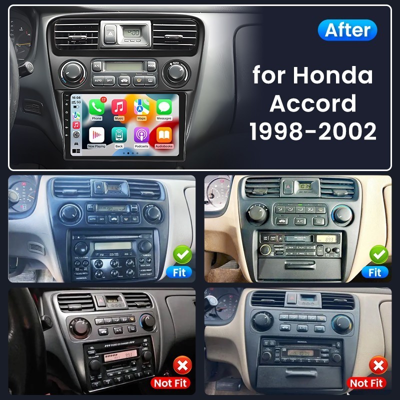 Car Radio Stereo Carplay For 1998-2002 Honda Accord 4+64G 9in wifi FM