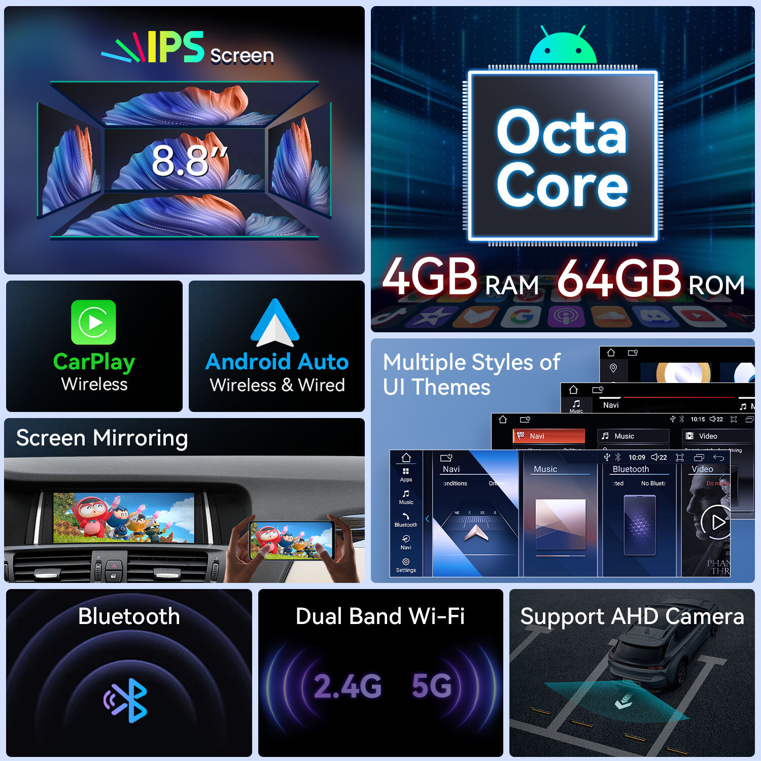 8.8″ Android 14 Car GPS Stereo 8Core 4+64GB CarPlay For BMW X3 F25 CIC 2011-2013