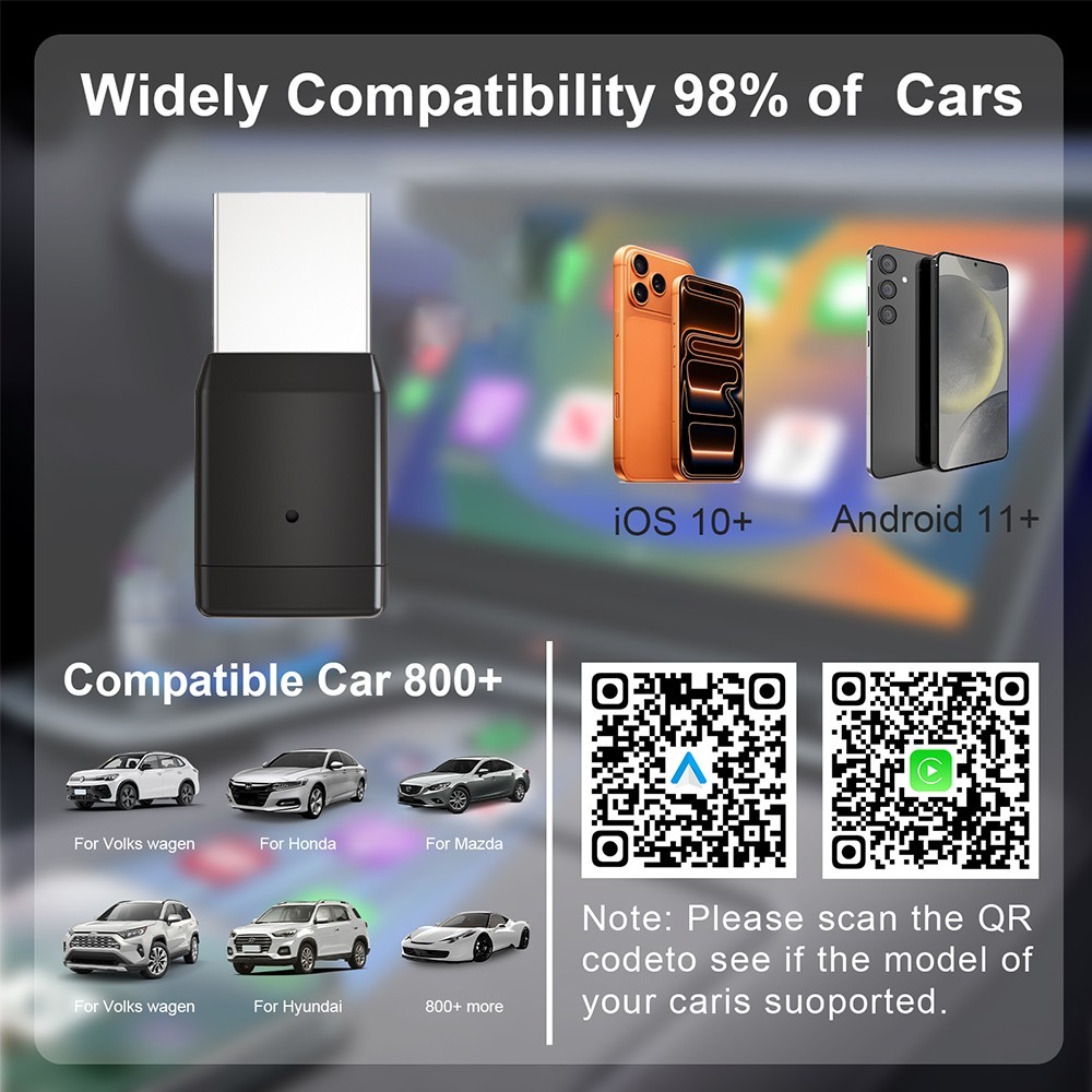 NEW Wireless USB Carplay Adapter Dongle For iPhone Apple Android Auto Plug &Play
