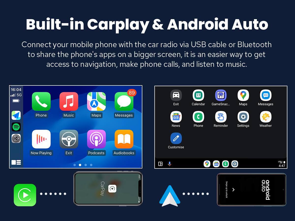 JOYING 2-DIN Universal Car Stereo 7″ Bluetooth CarPlay GPS Navi AUX-in 4G WiFi