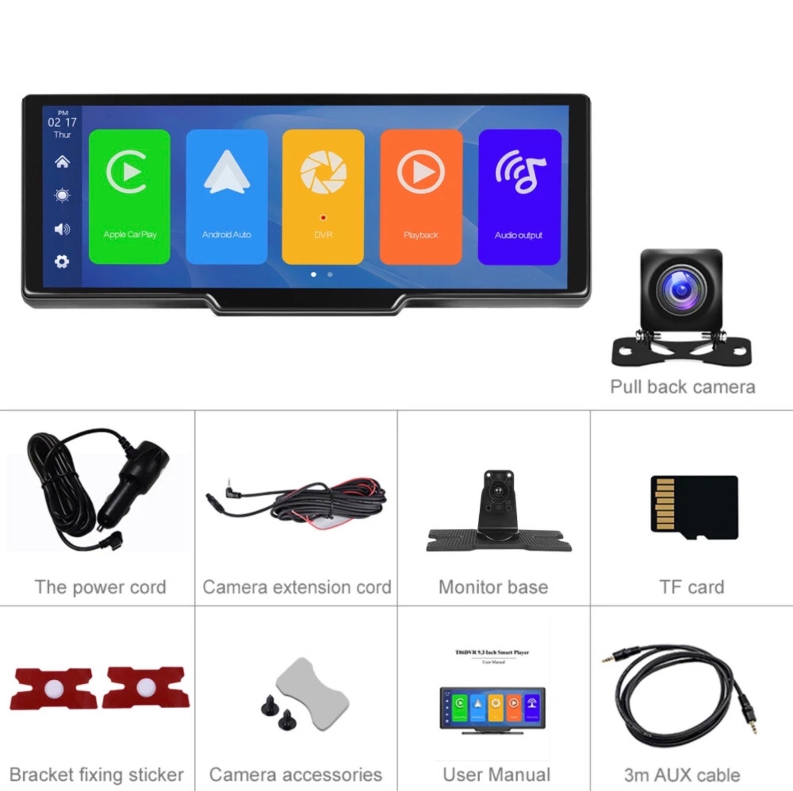 Touch Screen Wireless Apple CarPlay Android Auto DVR Dash Cam And Reverse Camera