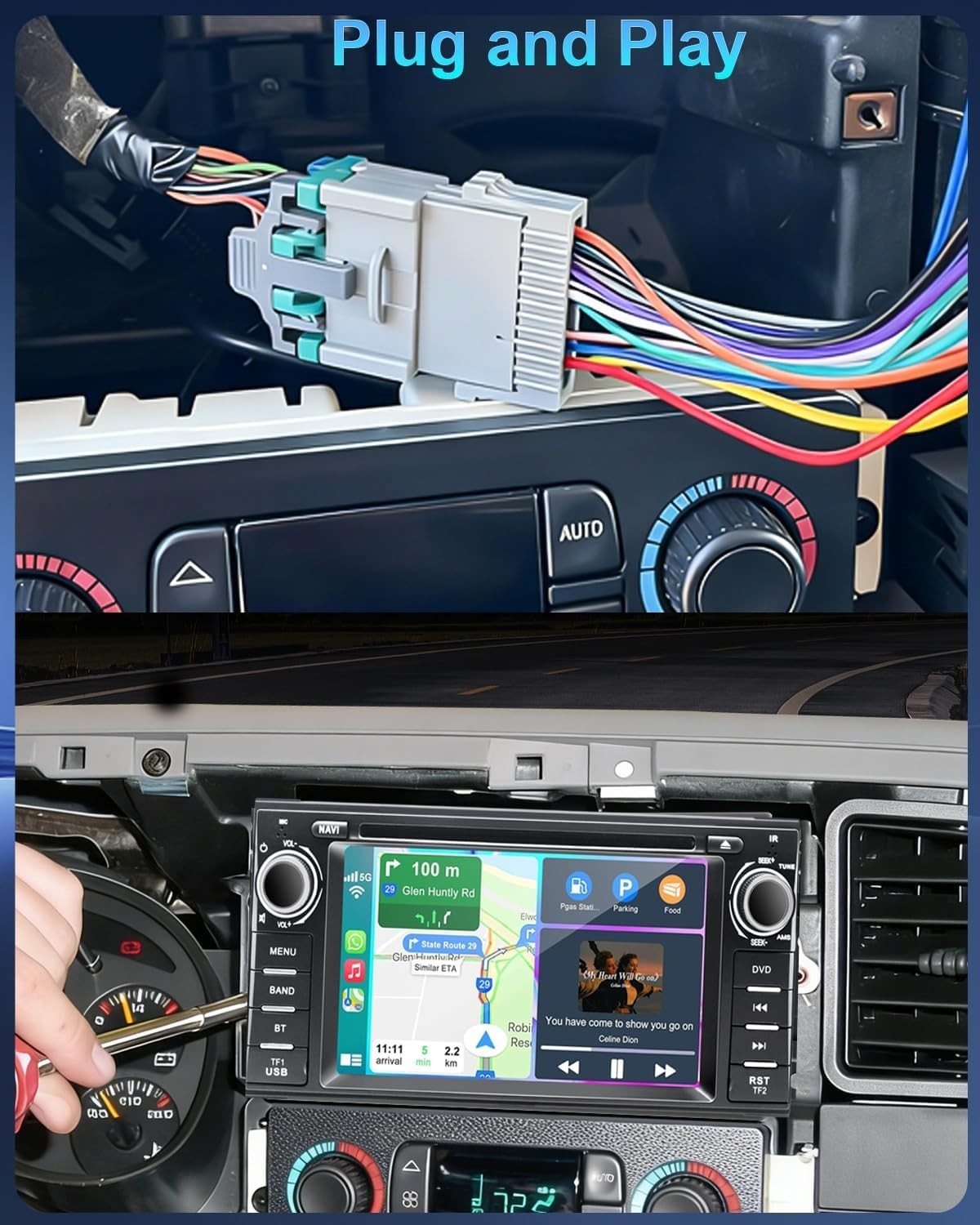 Plug Play Car Radio Stereo CD DVD FM Player with CarPlay For Jeep Dodge Chrysler