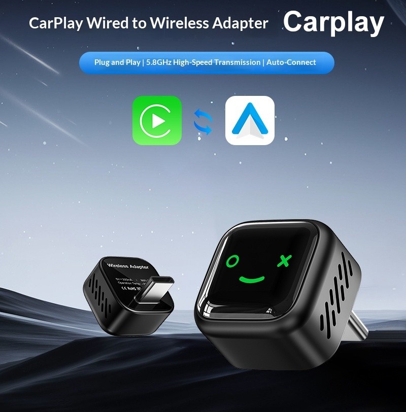 Wireless CarPlay Adapter for Apple iPhone & Android Auto USB Adapter Plug & Play