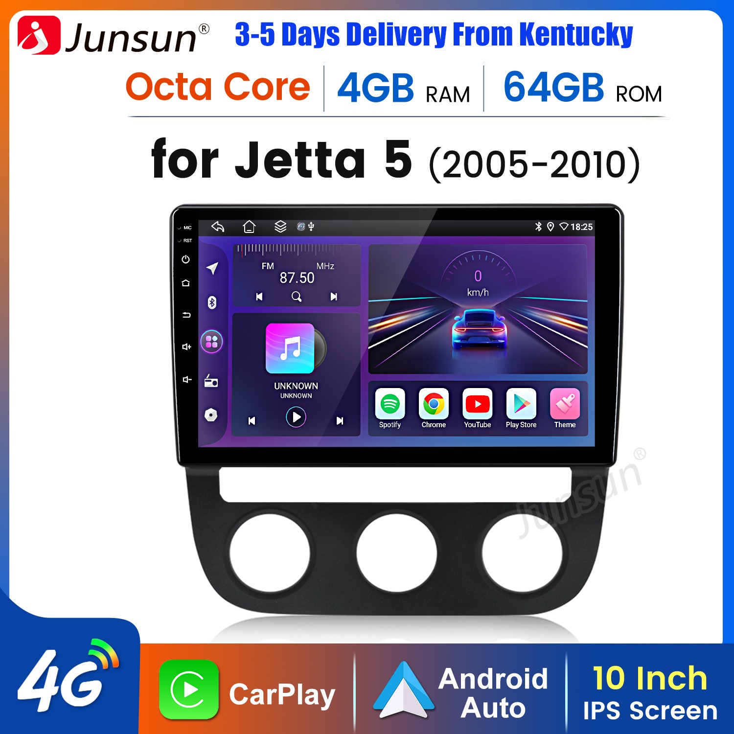 8Core 6+128G Carplay Android 15 Car Stereo Radio GPS Navi For VW Jetta 5 05-2010
