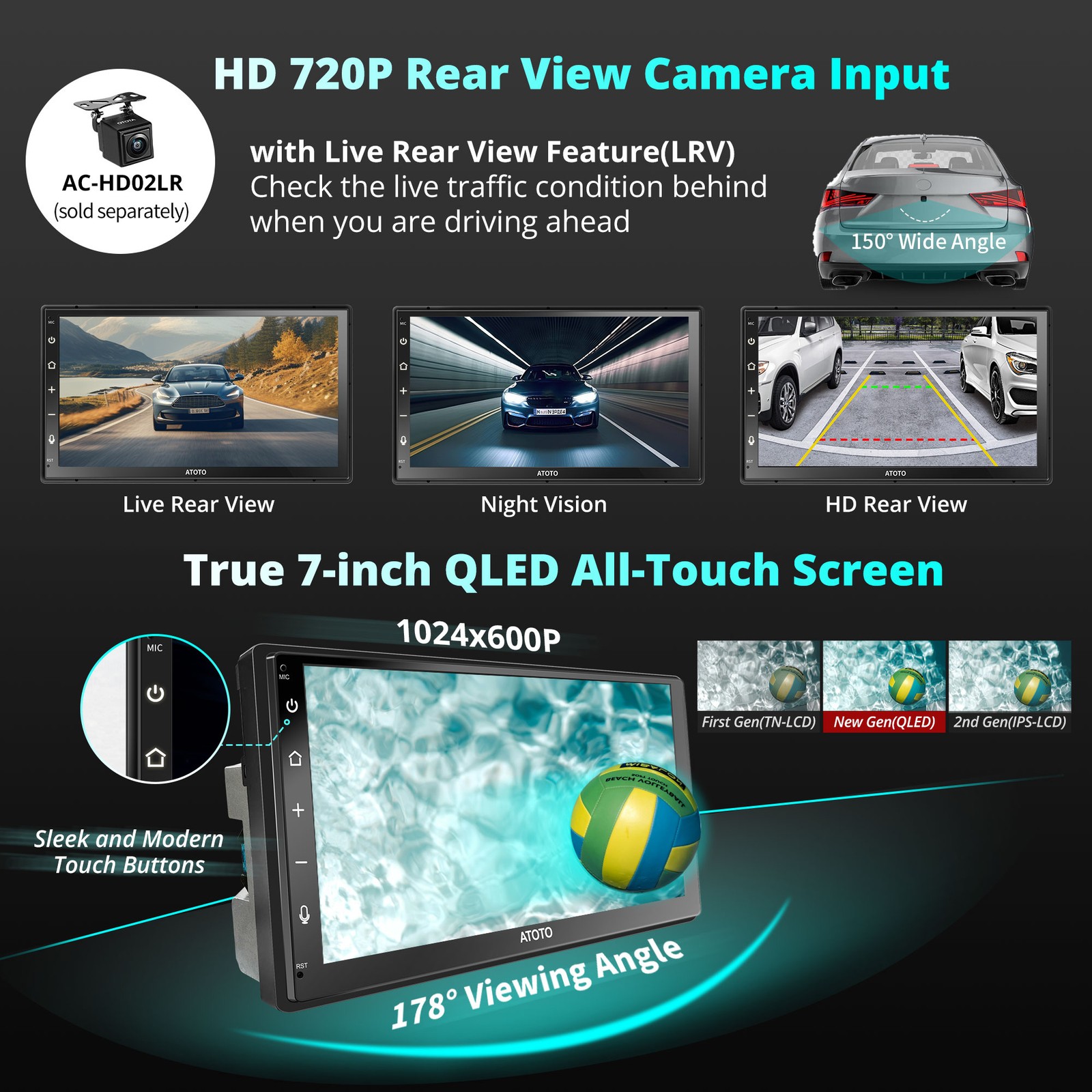 Android Radio A6 4G+64G Double Din Car Stereo GPS Play 4G LTE 7″Multimedia GenAI