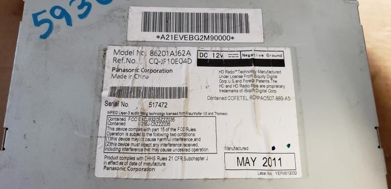 Radio Receiver Am-fm-cd Limited Fits 2012 LEGACY 477555